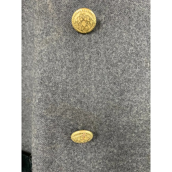 Vintage 90s Gray Wool Black Velvet Military Blazer SteamPunk Goth Fall Winter - Picture 3 of 10